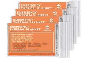 QIO CHUANG Emergency Mylar Thermal Blankets -Space Blanket Survival kit Camping Blanket (4-Pack). Perfect for Outdoors, Hikin