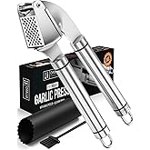 ORBLUE Garlic Press Stainless Steel - Premium Professional Grade Garlic Mincer, Crusher & Peeler Set - Easy Clean, Dishwasher