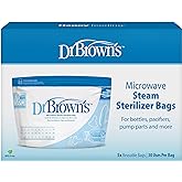 Dr. Brown's Microwave Steam Sterilizer Bags for Baby Bottles, Pacifiers, Pump Parts and Accessories, Travel Baby Bottle Steri