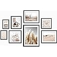 ArtbyHannah 8-Piece Picture Frame Set, Black, Multi-Size (11x14, 10x10, 8x8, 8x10, 2x12x9.5, 2x5x7), Neutral Style for Home D