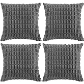 Fancy Homi 4 Packs Dark Grey Decorative Throw Pillow Covers 18x18 Inch for Living Room Couch Bed, Rustic Modern Farmhouse Boh