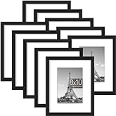 upsimples Picture Frame Set of 10, Display Pictures 5x7 with Mat or 8x10 Without Mat, Multi Photo Frames Collage for Wall or 
