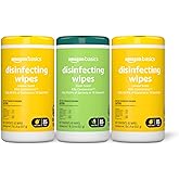 Amazon Basics Disinfecting Wipes, Lemon & Fresh Scent, Sanitizes, Cleans, Disinfects & Deodorizes, 255 Count (3 Packs of 85)