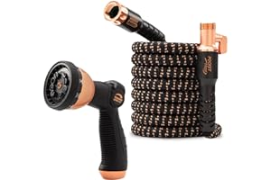 Pocket Hose Copper Bullet Expandable Garden Hose w/10 Pattern Thumb Spray Nozzle AS-SEEN-ON-TV 50 FT 650psi 3/4 in Patented L