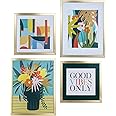 ArtbyHannah Abstract Gallery Wall Frame Set with Colorful Plants, Gold Frames for Wall Decor, 4 Pack Multi Size 10"x10"x2, 11