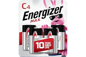 Energizer 30039800039768 Max C Batteries, Premium Alkaline C Cell Batteries (4 Battery Count), Silver