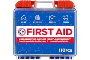 Be Smart Get Prepared 110 pc First Aid Kit: Clean, Treat, Protect Minor Cuts, Home, Office, Car, School, Business, Travel, Em