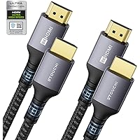 8K HDMI Cables 2-Pack 6.6FT, Stouchi (Certified) 48Gbps Ultra High Speed HDMI 2.1 Cord, 8K@60Hz 4K@120Hz 144Hz, HDCP 2.2&2.3,