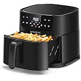 CROWNFUL 7 Quart Air Fryer, Oilless Electric Cooker with 8 Cooking Functions, LCD Digital Touch Screen with Precise Temperatu