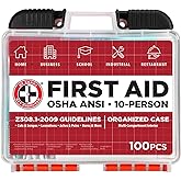 Be Smart Get Prepared OSHA/ANSI First Aid Kit - 10 Person, 100 Pieces - Designed for Home, Business, School, Industrial, and 