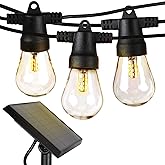 Brightech Ambience Pro Solar Powered Outdoor String Lights - Commercial Grade Patio Lights with 27 Ft Edison Bulbs - Shatterp