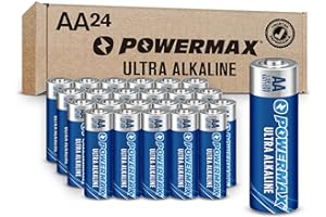 Powermax 24-Count AA Batteries, Ultra Long Lasting Alkaline Battery, 10-Year Shelf Life, Reclosable Packaging