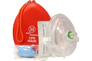 MCR Medical CPR Rescue Mask, Adult/Child Pocket Resuscitator, Hard Case with Wrist Strap