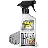 Cerama Bryte High Strength Protective Stainless Steel Appliance Cleaner & Polish Spray with Mineral Oil - 16 oz, Includes Lar