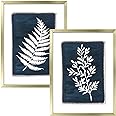 ArtbyHannah 2 Pack 12x16 Framed Botanical Wall Art Decor with Gold Frame and Decorative Tropical Plant Pictures Print For Hom