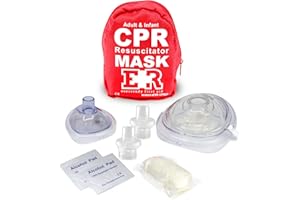 Ever Ready First Aid Adult and Infant CPR Mask Combo Kit with 2 Valves with Pair of Vinyl Gloves & 2 Alcohol Prep Pads - Red