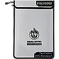 Upgraded Two Pockets Fireproof Document Bag (2000℉), andyer 15”x 11”Waterproof Fireproof Money Bag for Cash with Zipper, Impo