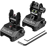 FocuAim R3 Fiber Optic Iron Sights, Durable Flip Up Iron Sights with Red Green Dots, Tool-Free Adjustment Front and Rear Back