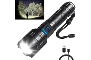 Rechargeable Flashlights High Lumens, 990000LM Powerful Tactical Flashlights, 5 Modes LED Flashlight Adjustable, Brightest Fl