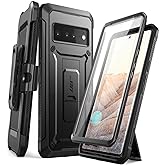 SUPCASE Unicorn Beetle Pro Full-Body Rugged Holster Case with Built-in Screen Protector for Google Pixel 6 Pro (2021), Black