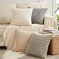 Fancy Homi 4 Packs Neutral Decorative Throw Pillow Covers 18x18 Inch for Living Room Couch Bed Sofa, Rustic Farmhouse Boho Ho