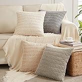Fancy Homi 4 Packs Neutral Decorative Throw Pillow Covers 18x18 Inch for Living Room Couch Bed Sofa, Rustic Farmhouse Boho Ho