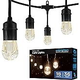 Enbrighten Classic Warm White String Lights, 36ft Black Cord, 18 Shatterproof Acrylic Bulbs, Weatherproof, Outdoor String Lig