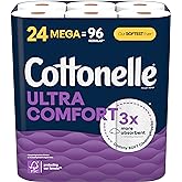 Cottonelle Ultra Comfort Toilet Paper, Strong Toilet Tissue, 24 Mega Rolls (24 Mega Rolls = 96 Regular Rolls), 244 Sheets per