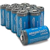 Amazon Basics 12-Pack Non-Rechargeable CR123A Lithium Batteries, 3 Volt, Up to 10-Year Shelf Life