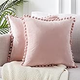 Top Finel Blush Pink Throw Pillow Covers 18x18 Inches for Couch Aesthetic Decorative Sofa Pillow Covers Set of 2 Soft Velvet 