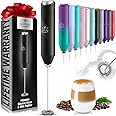 Zulay Kitchen Powerful Milk Frother Wand - Mini Milk Frother Handheld Stainless Steel - Battery Operated Drink Mixer for Coff