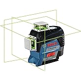 BOSCH GLL3-330CG 200 Ft 12V Max Connected 360 Degree Green-Beam Laser, Includes 2.0 Ah 12V Max Lithium-Ion Battery & Charger,