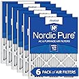 Nordic Pure 14x25x1 (13 1/2 x 24 1/2 x 3/4) Pleated MERV 12 Air Filters 6 Pack