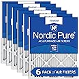 Nordic Pure 16x25x1 (15 1/2 x 24 1/2 x 3/4) Pleated MERV 12 Air Filters 6 Pack