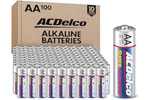ACDelco 100-Count AA Batteries, Maximum Power Super Alkaline Battery, 10-Year Shelf Life, Reclosable Packaging