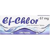 Ef-Chlor Water Purification Tablets/Drops (67 mg - 100 Tablets) - Potable Water Treatment Ideal for Emergencies, Survival, Tr