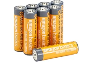 Amazon Basics 8-Pack AA Alkaline High-Performance Batteries, 1.5 Volt, 10-Year Shelf Life