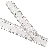 2 Pack Plastic Ruler Straight Ruler Clear See Through Measuring Acrylic Tool for Student School Office with Centimeters and I