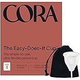 Cora Menstrual Period Cup | Comfortable, Easy to Use | Soft, Medical Grade Silicone | Flexible Fit | Leak Protection, Foldabl