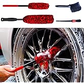 oesee Professional 4 Pack Long Handle Wheel Brush Kit for Cleaning Wheel and Tire- 2X Soft Wheel Cleaning Brush, Detailing Br