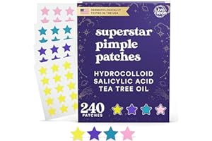LivaClean Superstar Patches 240 CT Pimple Patches for Face w/Salicylic Acid & Tea Tree, Hydrocolloid Acne Patches Cute Star P