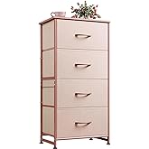 WLIVE 4 Drawers Dresser for Bedroom, Pink Rose Gold Fabric Clothes Storage Organizer Unit, Dresser for Hallway, Entryway, Clo