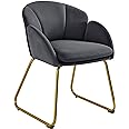 Yaheetech Flower Shape Velvet Armchair, Modern Side Chair Vanity Chair with Golden Metal Legs for Living Room/Dressing Room/B