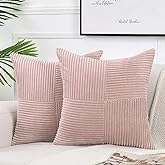 Fancy Homi 2 Packs Blush Pink Decorative Throw Pillow Covers 18x18 Inch for Living Room Couch Bed, Rustic Farmhouse Boho Home