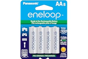 Eneloop Panasonic BK-3MCCA8BA AA 2100 Cycle Ni-MH Pre-Charged Rechargeable Batteries, 8-Battery Pack