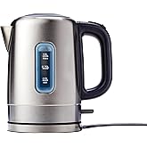 Amazon Basics Stainless Steel Portable Fast, Electric Hot Water Kettle for Tea and Coffee, Automatic Shut Off, 1 Liter, Black