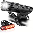 Ascher Ultra Bright USB Rechargeable Bike Light Set, Powerful Bicycle Front Headlight and Back Taillight, 4 Light Modes, Easy