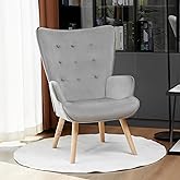 PrimeZone High Back Accent Chair - Large Mid-Century Modern Living Room Chair Reading Chair with Comfy Memory Foam Seat Cushi