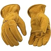 Kinco Unlined Suede Cowhide Leather Work Gloves with Reinforced Palm Patch, Large