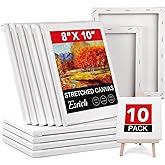 ESRICH Stretched Canvases for Painting 8x10, 10 Pack 8x10 Canvas Value Pack,Primed Acid-Free Cotton Blank Canvas, Paint Canva